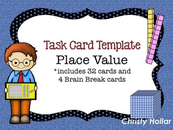 Preview of Math Task Card Template Place Value for Scoot, Centers, more.