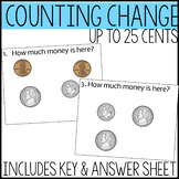 Money Math Task Cards, Adding coins up to 25 cents