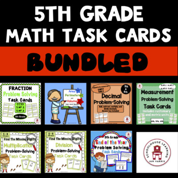 Preview of 5th Grade Math Task Cards BUNDLED - CCSS-aligned