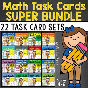 Preview of Math Task Cards Bundle for 4th Grade and 5th Grade | Math Center Activities
