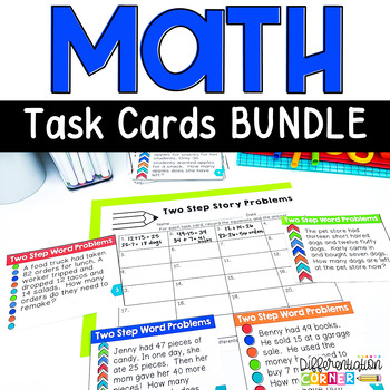 Preview of Math Task Cards Centers Bundle Math Games Math Review Activities