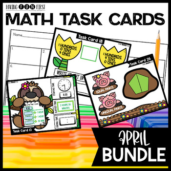 Preview of Math Task Cards Centers Fast Finisher Morning Work Math Games BUNDLE April