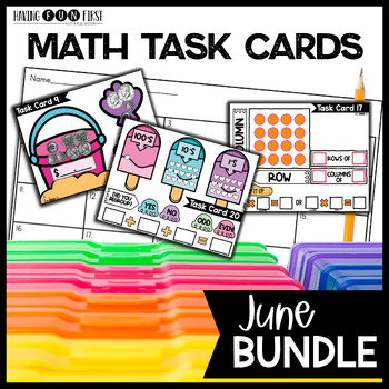 Preview of Math Task Cards Centers Fast Finisher Morning Work Math Games BUNDLE June