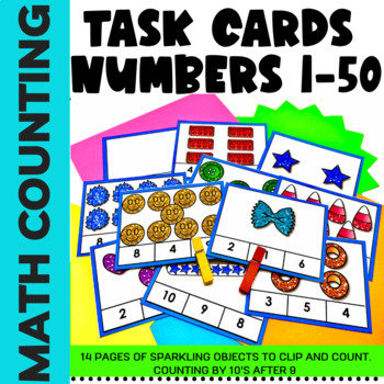 Preview of Math Centers | Math Task Cards | Clip and Count | Counting Numbers from 1 to 50