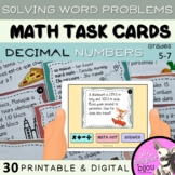 Math Task Cards: DECIMALS - Word Problems (DIGITAL & PRINTABLE)