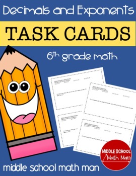 Preview of 6th Grade Math Decimals and Exponents Task Cards With Digital Copy