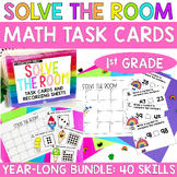 Math Task Cards First Grade Solve the Room Center YEARLONG Bundle