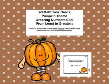 Preview of Ordering Numbers 0-99-Math Task Cards-Grades 1-2