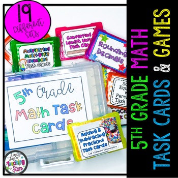 Preview of 5th Grade Math Task Cards Bundle | Math Centers | Math Games