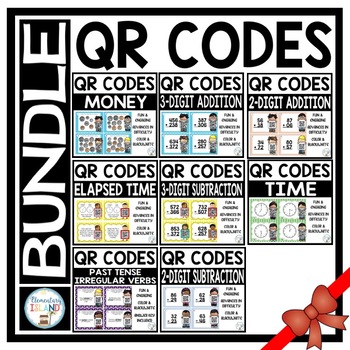 Preview of Math Task Cards Math Scoot | QR Codes for Telling Time Counting Money, Addition 