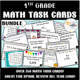 4th Grade Math Practice Bundle|No Prep Printable Task Card