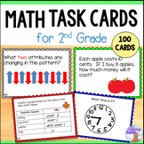 Math Task Cards for 2nd Grade - Addition, Subtraction, Fra