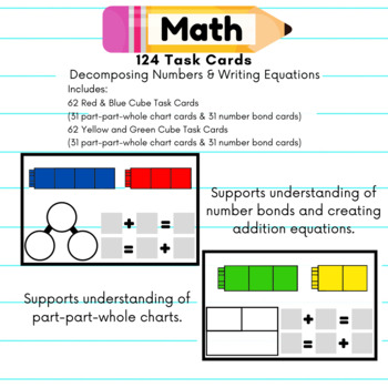 Preview of Math Task Cards - Part-Part-Whole Charts & Number Bond Practice