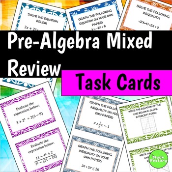 Preview of Algebra Review Task Cards