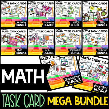 Preview of Math Task Cards Year Long MEGA BUNDLE Math Test Prep Centers