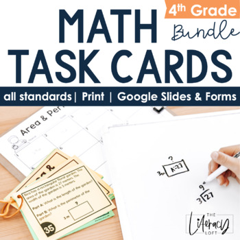 Preview of Math Task Cards for the Year Bundle (4th Grade) Print + Digital
