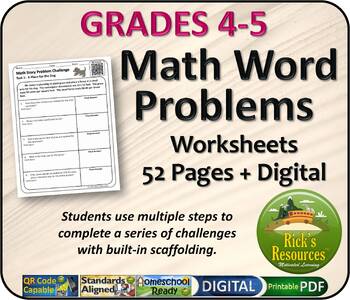 Preview of Critical Thinking Math Worksheets: Multi-Step Word Problems Grades 4 & 5