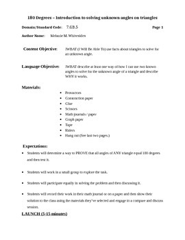 Preview of Math Task - Proving ALL Triangles Equal 180 Degrees
