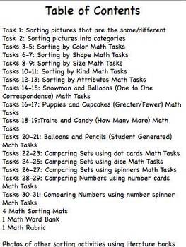 Math Tasks for Kindergarten-Sorting and Comparing Numbers by kindertrips