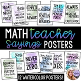 Math Teacher Sayings Watercolor Poster Set - Middle School
