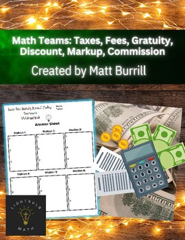 Preview of Math Teams - Taxes, Fees, Gratuity, Discount, Markup, Comission