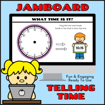 Preview of FUN & Engaging TELLING TIME Digital Google JamBoard Activity!