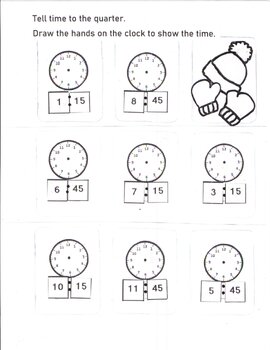 Preview of Math - Telling Time to the hour, half hour, and quarter