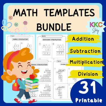 Preview of Math Templates Bundle Addition, Subtraction, Multiplication and Division