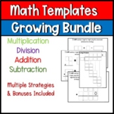 Math Templates Growing Bundle Multiplication, Division, Ad
