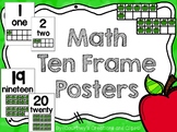 Math Ten Frame Posters {Green Apple Clipart}