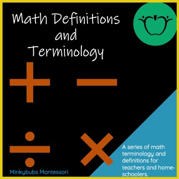 Preview of Math Terminology Definitions Home School Distance Learning Montessori Operations