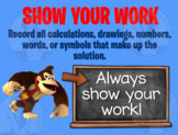 Math Terms & Definitions Fun SHOW YOUR WORK Video Game Pos