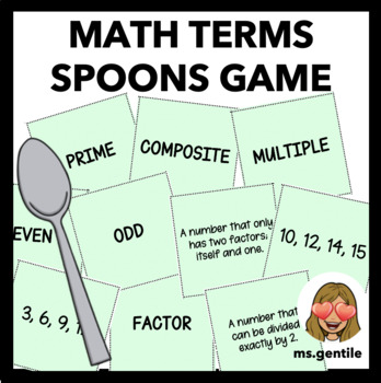 Preview of Math Terms Spoons Game (Prime, Composite, Even, Odd, Factor and Multiple)