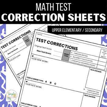 Preview of Math Test Correction Template - Upper Elementary / Secondary