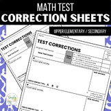 Math Test Correction Template - Upper Elementary / Secondary