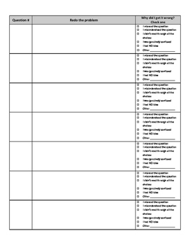 Math Test Corrections Form by VanderVoort's Math Resources | TPT