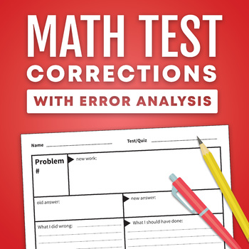 Preview of Math Test Corrections Page with Error Analysis