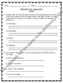 Math Test - Measurement (Conversions, Perimeter, Area, Pol