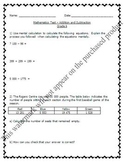 Math Test - Numeration, Addition, Subtraction & Word Probl