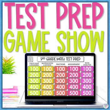 Preview of 3rd Grade Math Jeopardy Style Game Test Prep Fractions, Multiplication, Division