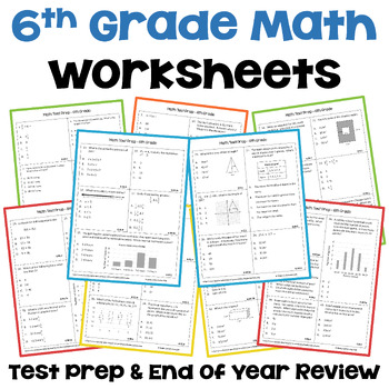 6th Grade Math Review Worksheets by Sheila Cantonwine | TpT