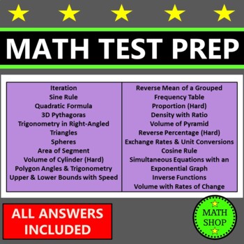 Preview of Math Test Prep Algebra 2 Geometry Assessment Mixed Calculator Questions