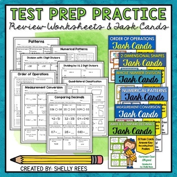 Preview of Math Test Prep Worksheets and Task Cards Bundle