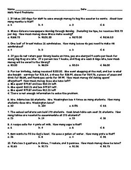 Math Test Prep Grade 3 #5 Word Problems By Victoria Furka | Tpt