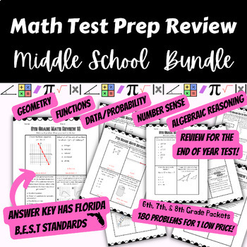 Preview of Math Test Prep: Middle School Bundle (Florida B.E.S.T. standards/FAST Review)