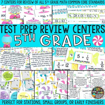 Preview of Math Test Prep Review Centers or Stations {Reviews 5th Grade Math}