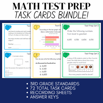 Preview of Math Test Prep Task Cards BUNDLE