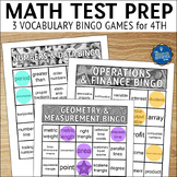 Math Test Prep Vocabulary Bingo Games 4th Grade