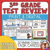 Math Test Prep and Review Task Cards 3rd Grade  + Self-Che
