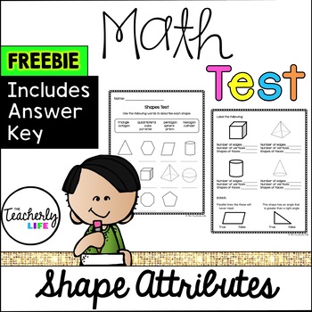 Preview of Math Test - Shape Attributes (Label shapes & identify vertices, faces & edges)